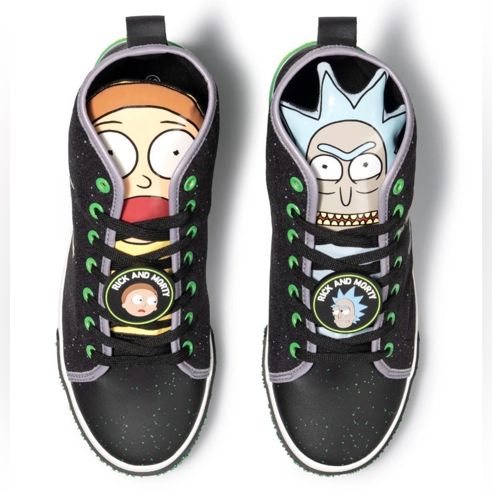 🚀Rick & Morty High Top Sneakers Men’s Black Size 8 Portal Galaxy Adult Swim